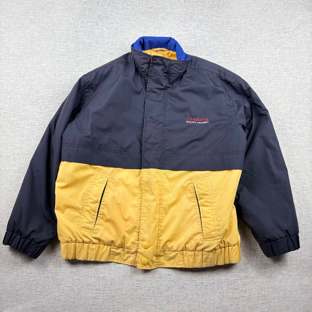 Chaps Ralph Lauren Mens Medium Vintage Colorblock Jacket Navy Yellow